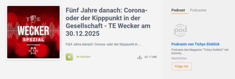 Tichys Einblicke - Corona-Rueckblick